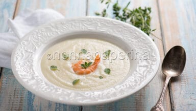 Vellutata di finocchi e gamberi