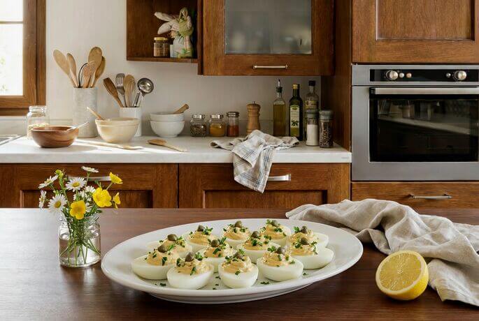 Uova sode ripiene alla piemontese, antipasto nutriente Uova sode ripiene alla piemontese, antipasto nutriente