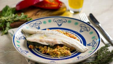 Cous cous con peperoni e branzino