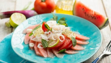 Carpaccio di eglefino e anguria