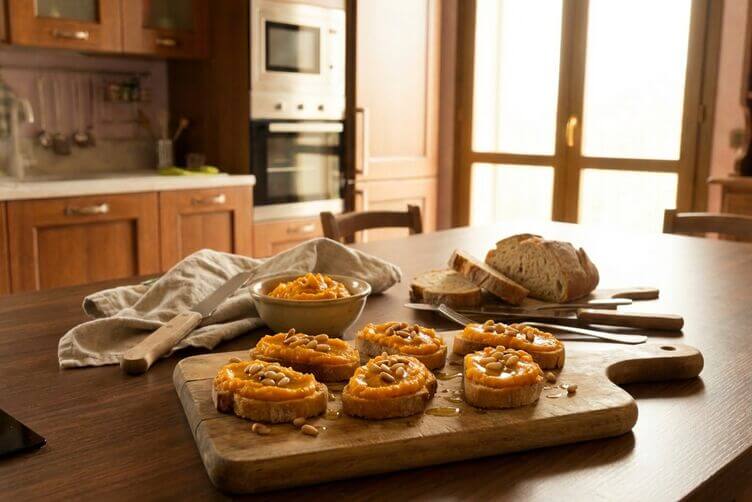 Crostini con pesto di zucca