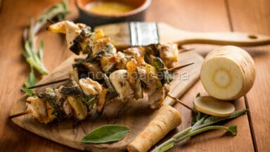 Spiedini di tacchino e pastinaca