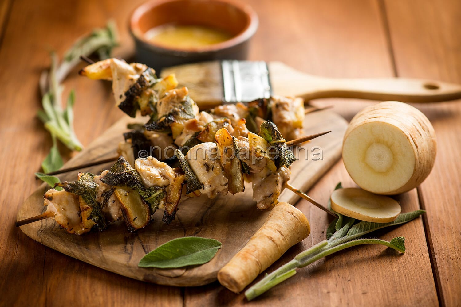 Spiedini di tacchino e pastinaca