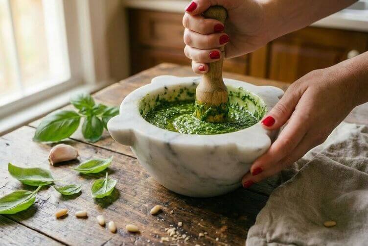 La scelta degli ingredienti e la preparazione del pesto