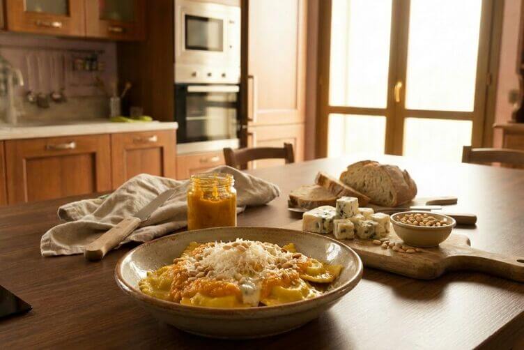 ravioli con pesto di zucca e gorgonzola ravioli con pesto di zucca e gorgonzola
