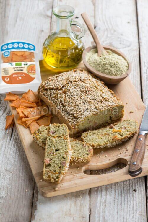 Tortino con prosciutto e melone disidratato