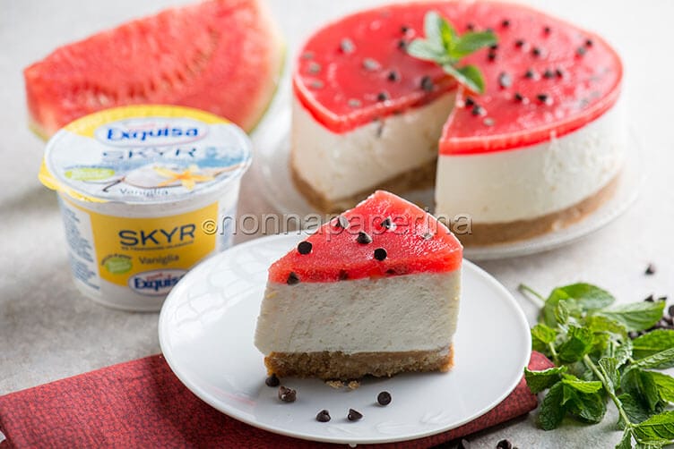 Cheesecake con Skyr e anguria,