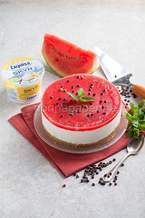 Cheesecake con Skyr e anguria,