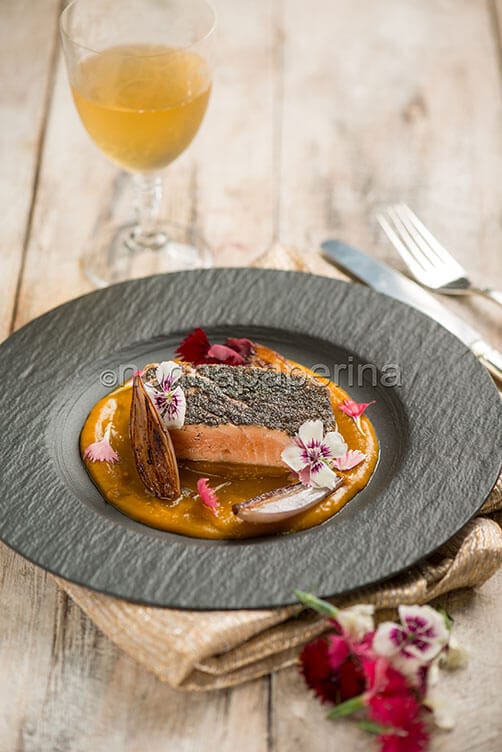 Filetto di salmone in crosta di sesamo Filetto di salmone in crosta di sesamo