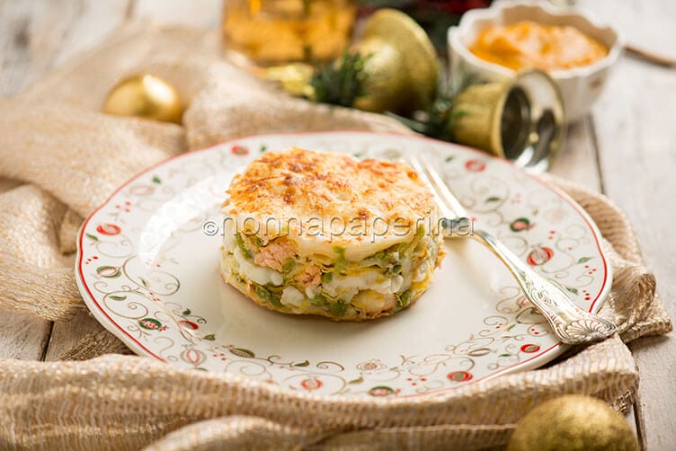 Lasagne con salmone e verdure, un piatto ottimo per Natale Lasagne con salmone e verdure