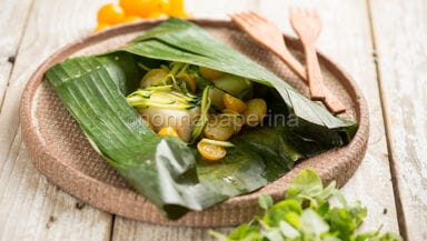 Baccala cotto in foglie di banano