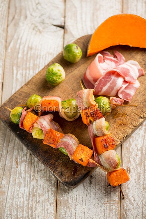 Spiedini con cavolini e zucca