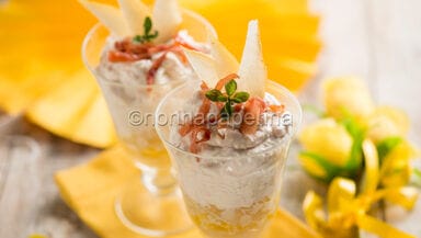 Mousse di crudo e pere