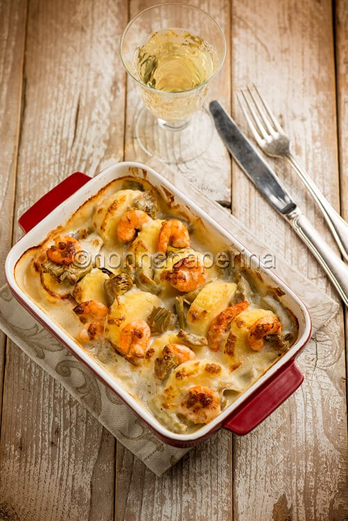 Gnocchi di semolino con mazzancolle