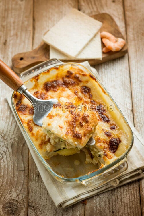 Lasagne di pane con gamberi Lasagne di pane con gamberi