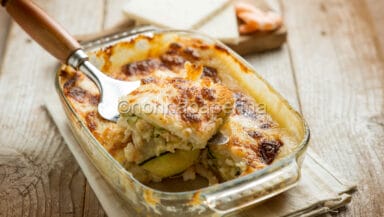 Lasagne di pane con gamberi