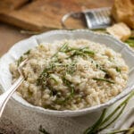 Asparagus fern risotto, a delicate and aromatic first course