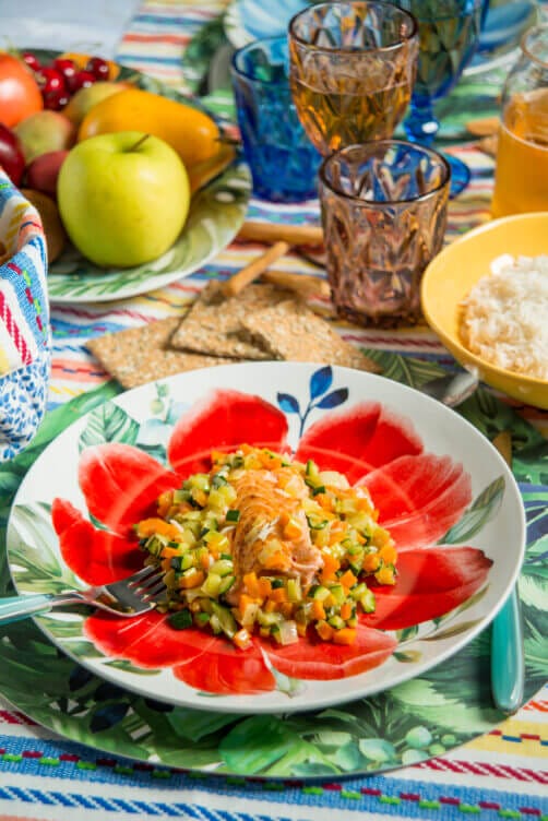 salmone con verdure salmone con verdure