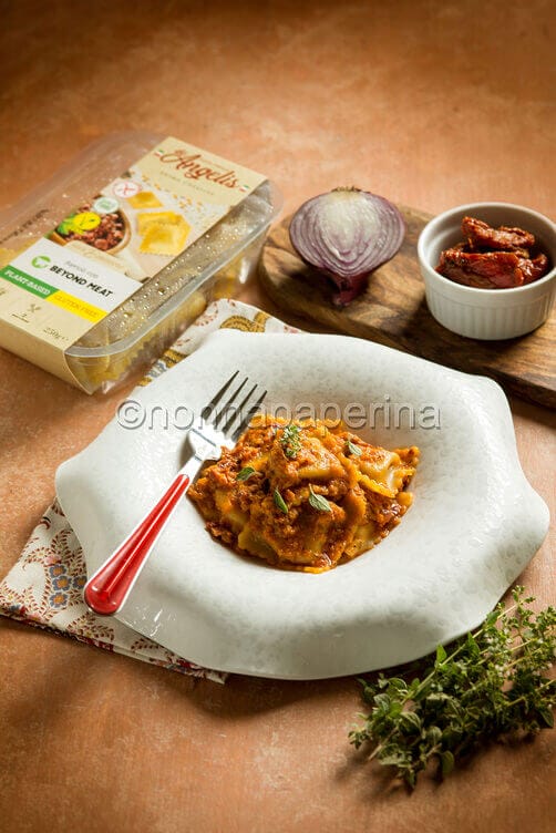 Ravioli vegani con hummus Ravioli vegani con hummus