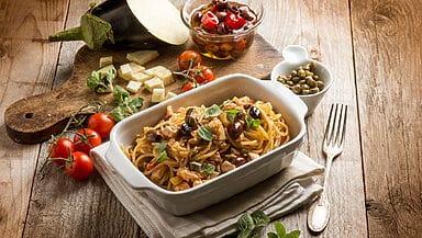 spaghetti con melanzane