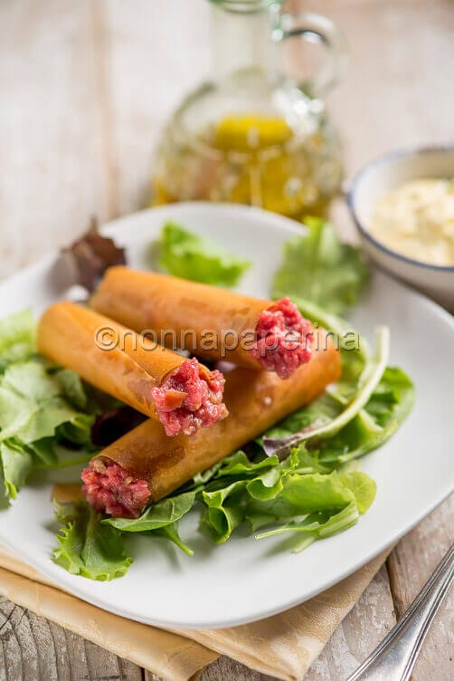 Cannolo con pasta fillo e scamone