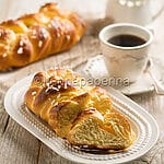 Braided sweet bread with raisins and candied fruit, an Easter dessert