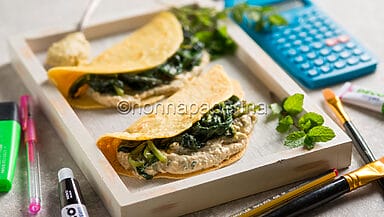 Farinata con hummus ed erbette