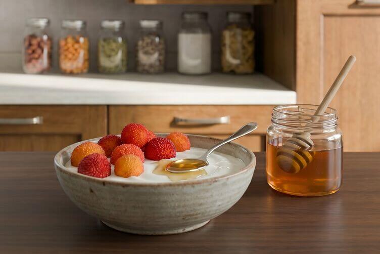 colazione co yogurt e corbezzoli
