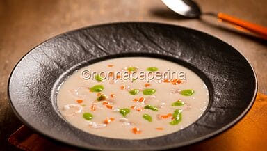 Crema di cannellini con gamberi