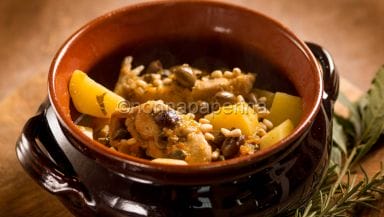 Lombata di coniglio con patate e olive