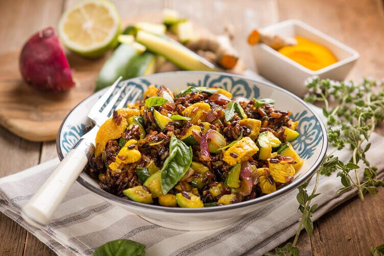Riso con pollo e zucchine