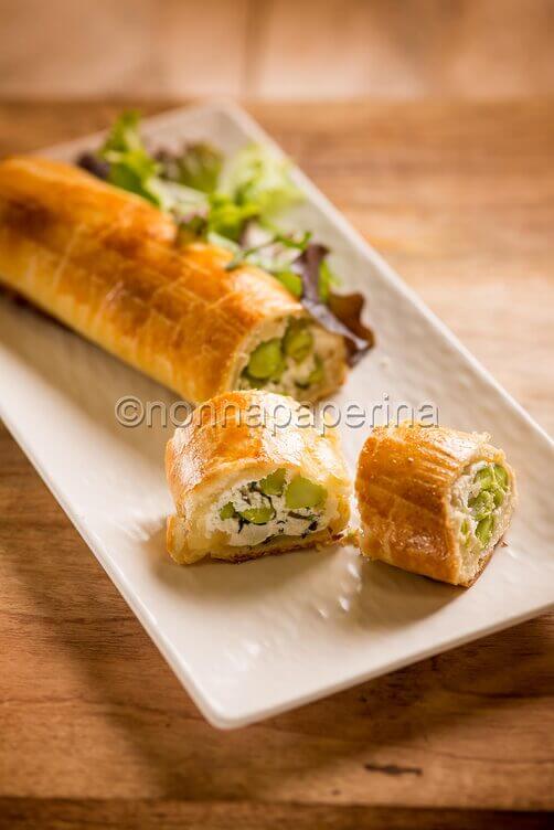 Strudel di edamame e ricotta