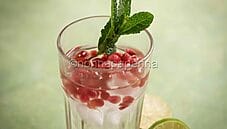 Gin tonic analcolico al melograno, una bevanda rinfrescante Gin tonic analcolico al melograno, una bevanda rinfrescante