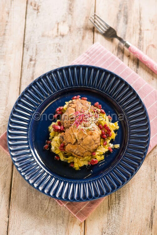 Cervella di vitello con porri