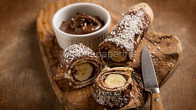 Rotolini di piadina con nutella e banana