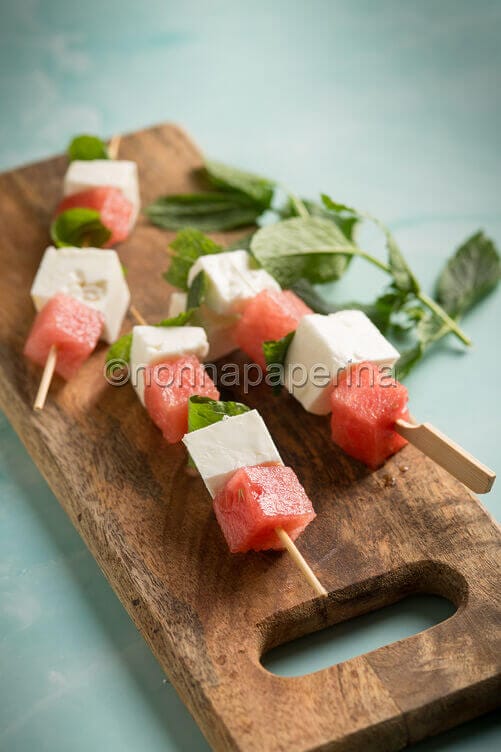 Spiedini di anguria e feta Spiedini di anguria e feta