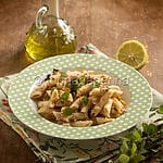 Cold summer pasta, a light but flavour-rich version