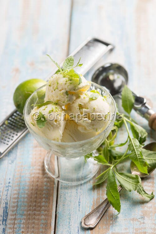 Gelato con erba cedrina e lime Gelato con erba cedrina e lime