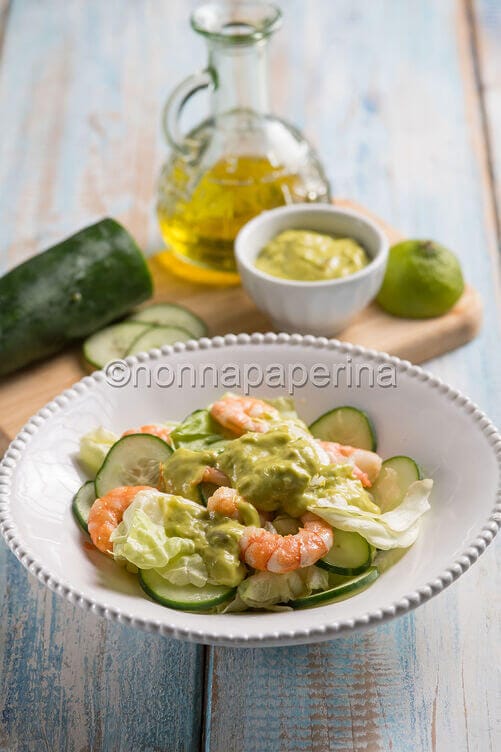 Insalata di gamberi e guacamole Insalata di gamberi e guacamole
