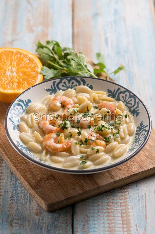Malloreddus con gamberi e crema di agrumi