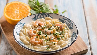 Malloreddus con gamberi e crema di agrumi