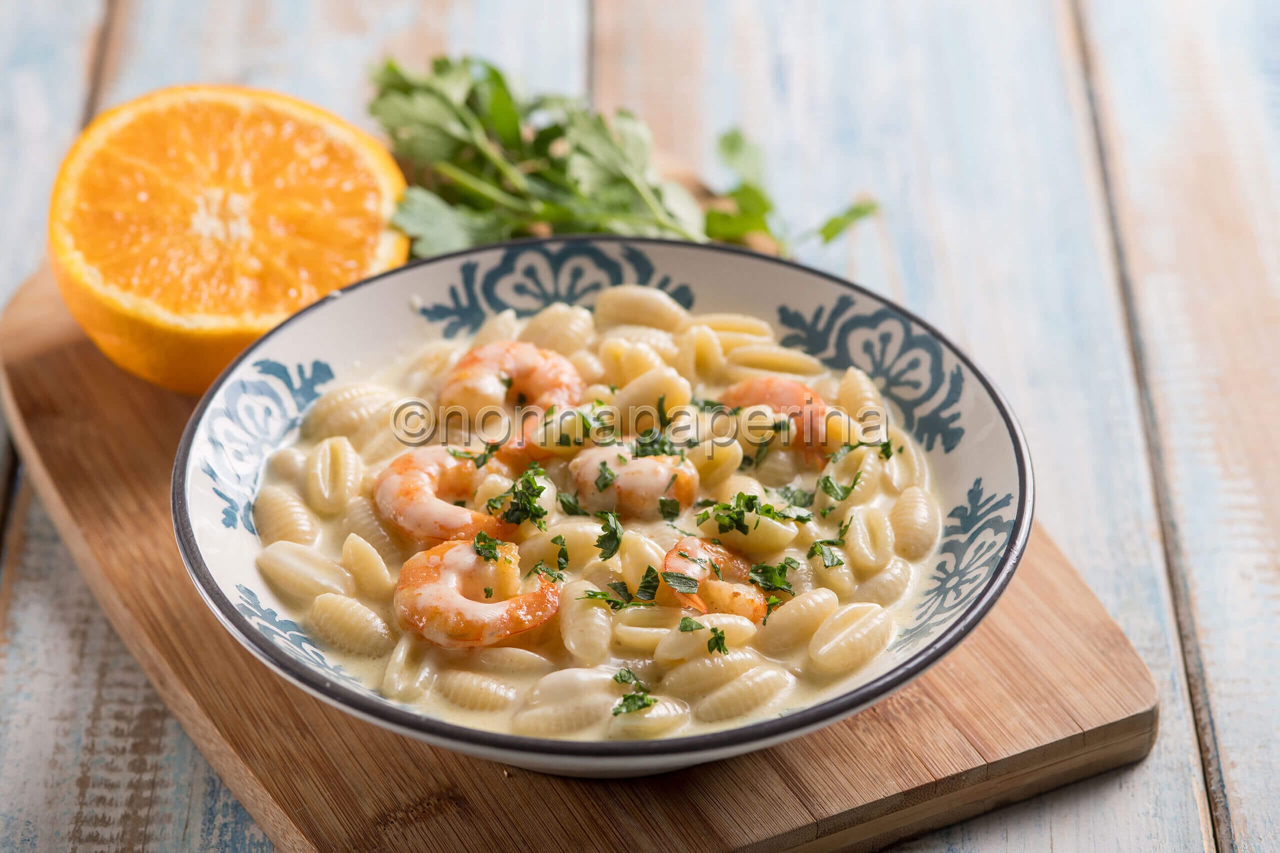 Malloreddus con gamberi e crema di agrumi, un primo elegante