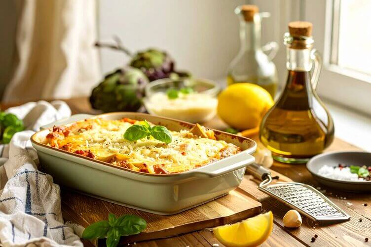 lasagne ai carciofi e taleggio