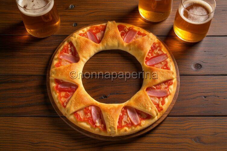 Ghirlanda di pizza con peperoni e prosciutto