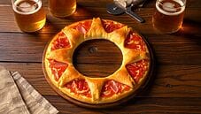 Ghirlanda di pizza con peperoni e prosciutto, davvero unica! Ghirlanda di pizza con peperoni e prosciutto, davvero unica!