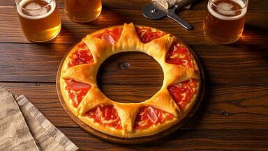 Ghirlanda di pizza con peperoni e prosciutto