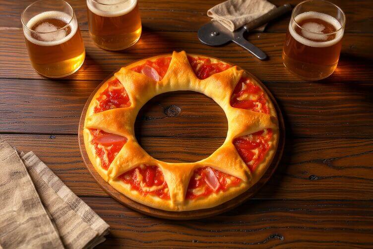 Ghirlanda di pizza con peperoni e prosciutto