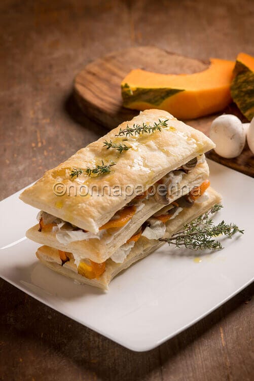 Millefoglie salata di zucca e ricotta