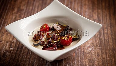 Budino di riso con salsa al cioccolato