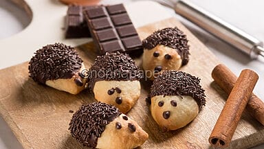 Biscotti a forma di riccio di pasta frolla